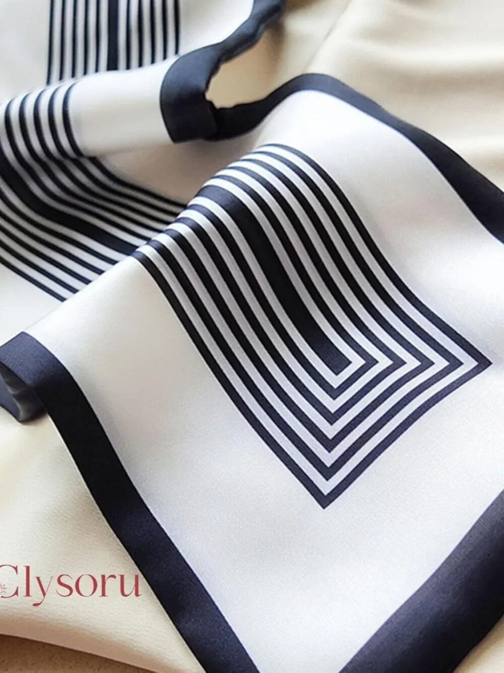 Women's Black White Vertical  Fashion Elegant Oblique Angle  Scarves Bag Scarfs